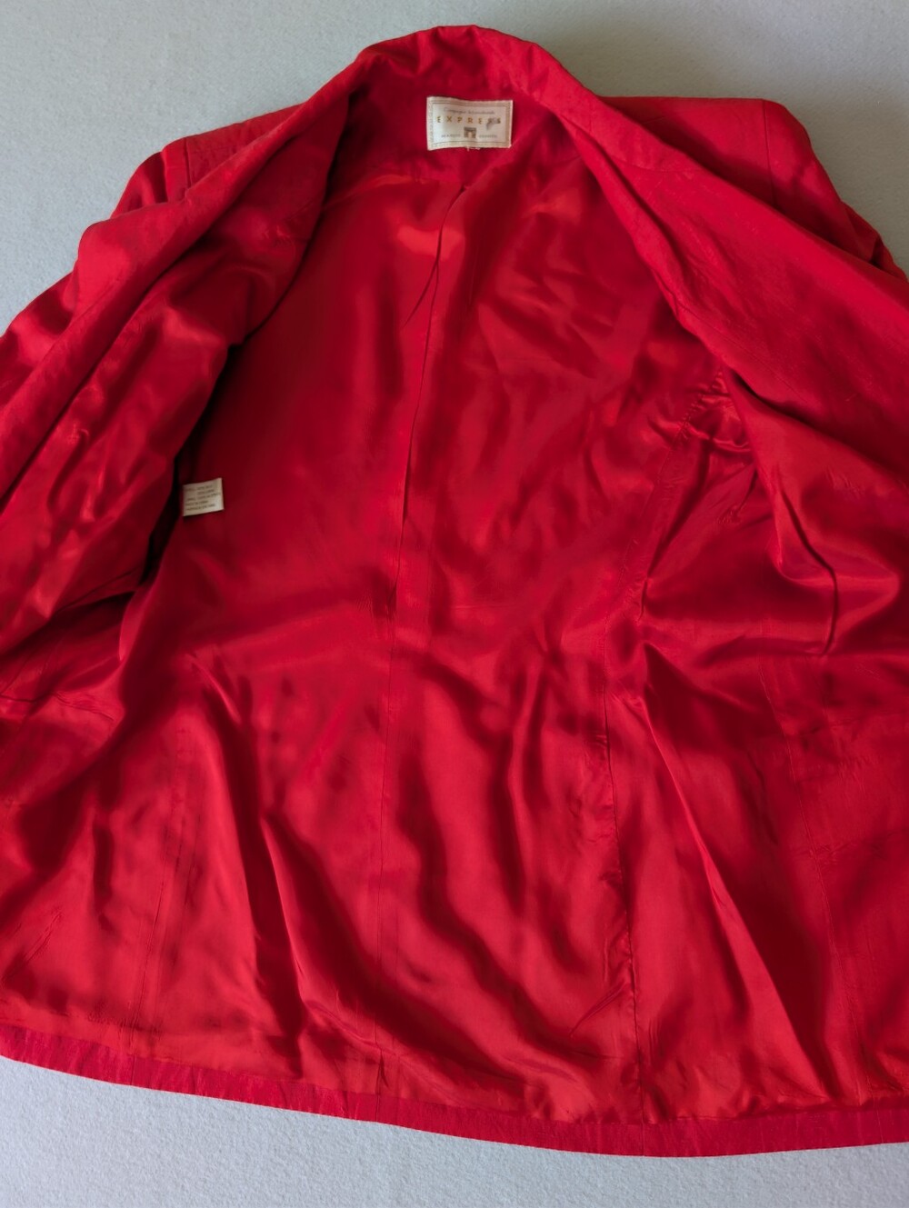 Vintage Red Silk Linen Tailored Blazer Jacket Shoulder Pads Buttons Sz 12 image 8